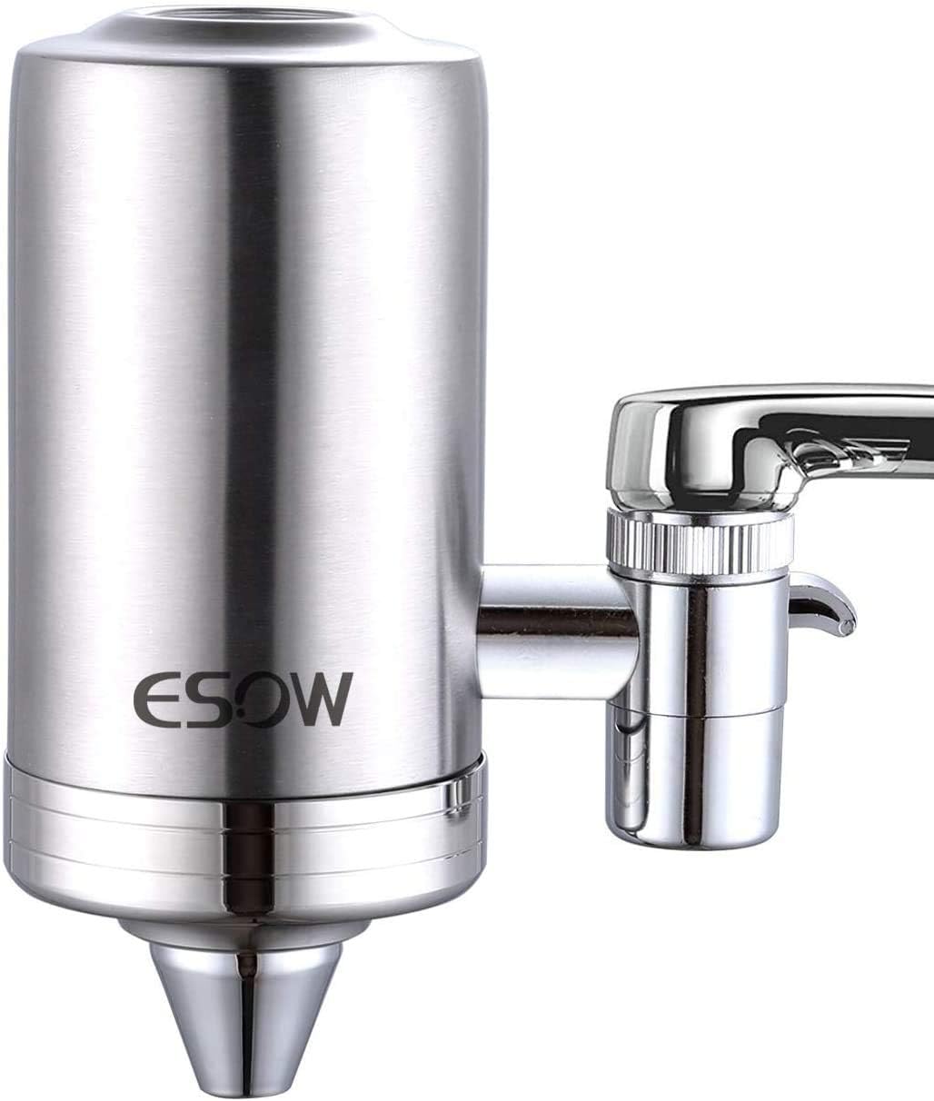 ESOW Faucet Mount Water Filter, SUS304 Stainless Steel Reduce Chlorine, Lead, BPA Free, Water Purifier with Carbon Filtration Technology, Fits Standard Faucets (1 Filter Cartridges Included): Industrial & Scientific