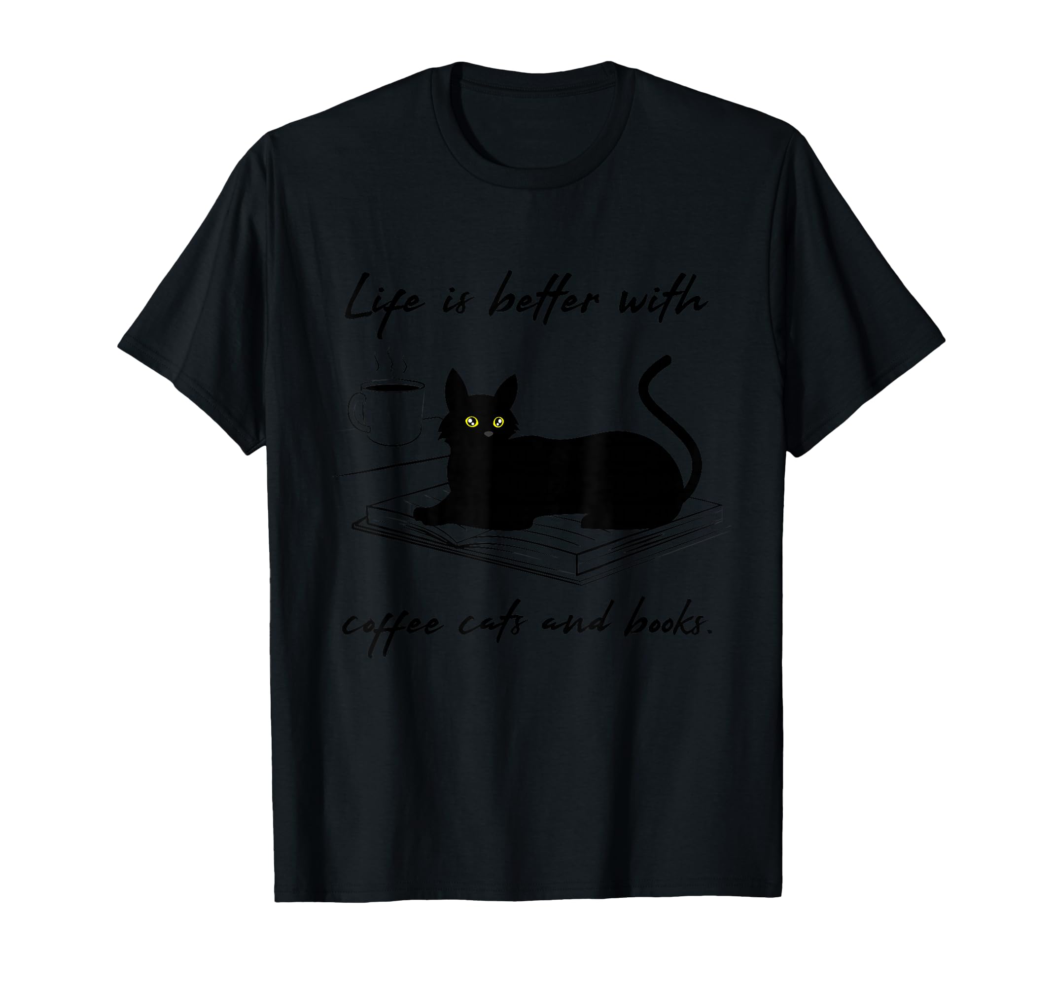 Coffe, Cats and Reading Books Ironic T-Shirt