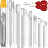 Premium Large Eye, Large Gauge Needles for Hand Sewing - Assorted Sizes, Including Embroidery - 35 PCS with 2 Threaders