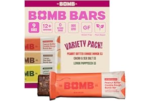 BLENDER BOMBS The Bomb Co. Bomb Bars Variety Pack, Healthy Snacks, Plant Based Bars With Superfood & Super Seeds, On the Go Snack & Breakfast Bar, Energy Support, Gluten Free, Non GMO, Dairy Free