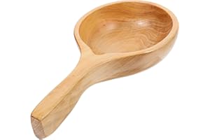 INOOMP Wooden Water Ladle with Long Handle for Sauna and Bath Bucket, Natural Wood Scoop Spoon for Home Spa