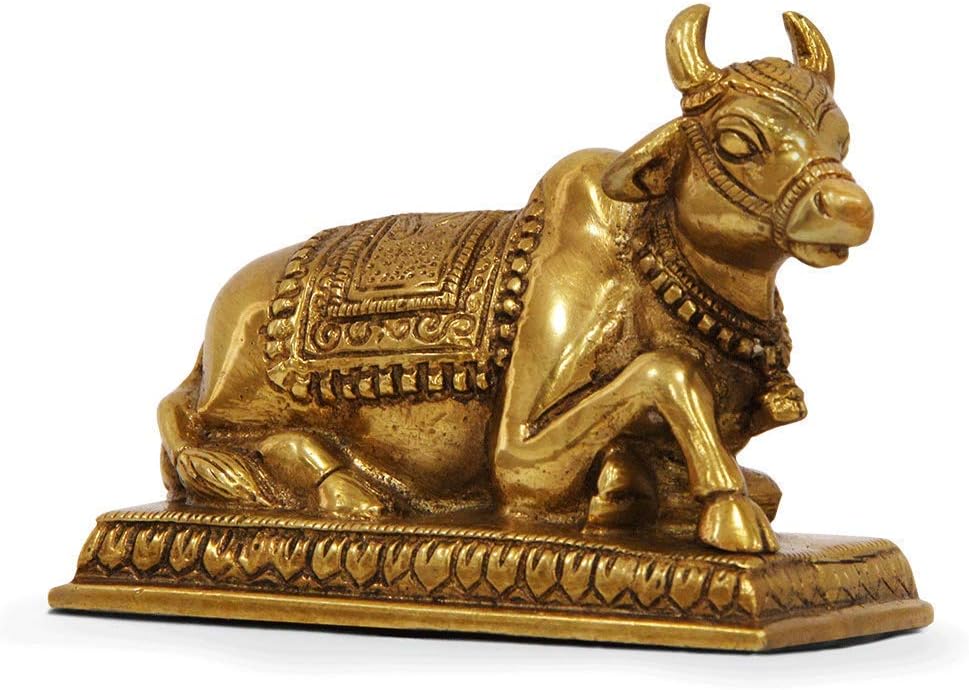 MahaVastu Brass Nandi Bull with All GOD Embozed