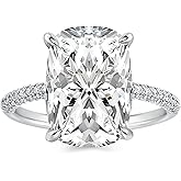 RODIFFY 4.0CT Cushion Cut Moissanite Engagement Ring for Women, Lab-Created D Color VVS1 Clarity, S925 Silver Bridal Wedding Promise Ring