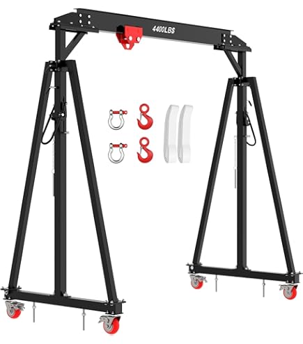 MAX2200Lbs, Shop Crane With 360° Locking Wheels & Adjustable
