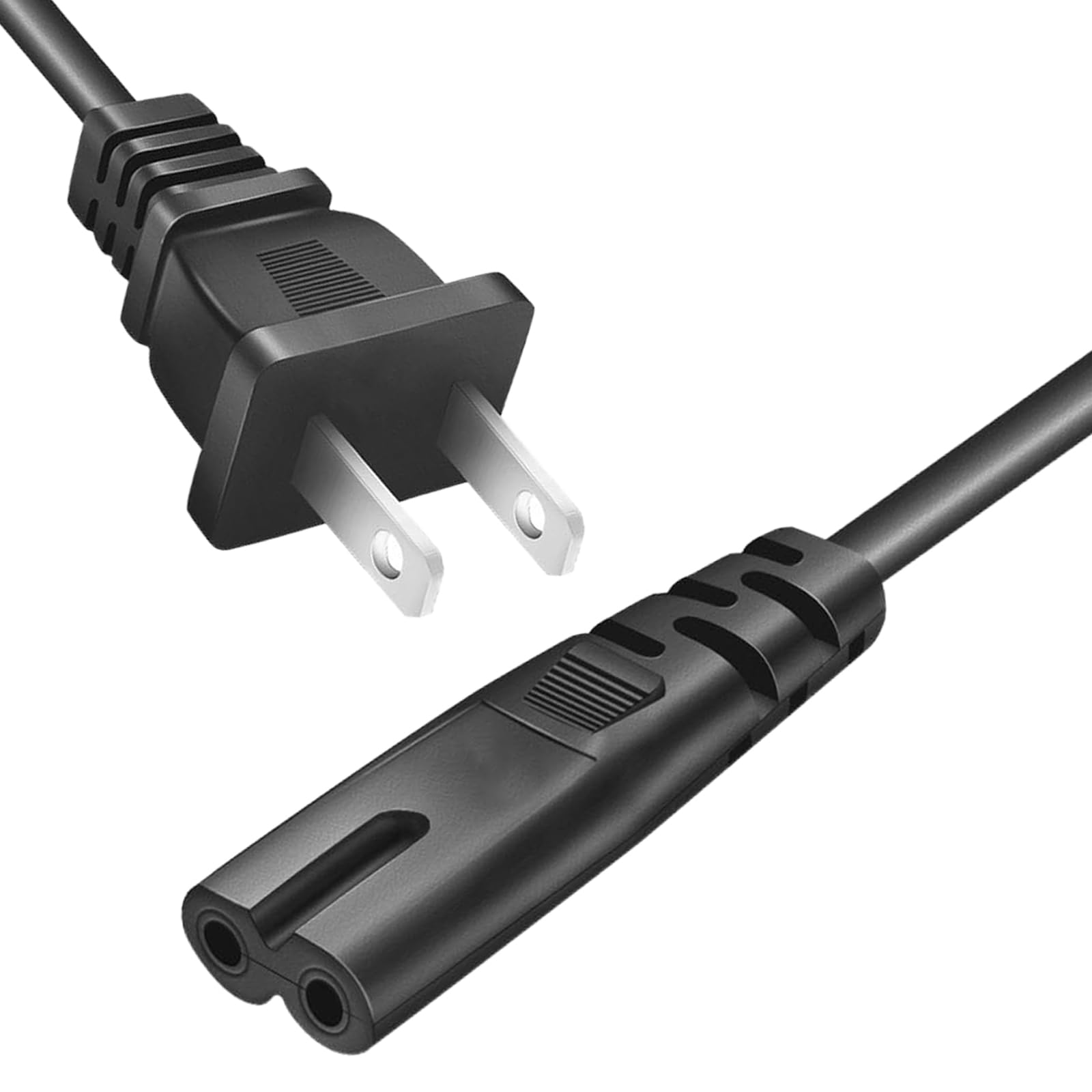 Photo 1 of 10ft Universal 2 Prong AC Power Cord, Compatible with Samsung/TCL/Hisense/VIZIO TVs, HP Monitors & More - Polarized IEC-320C7 Replacement Cable (NEMA 1-15P to 8-Shape Connector)
