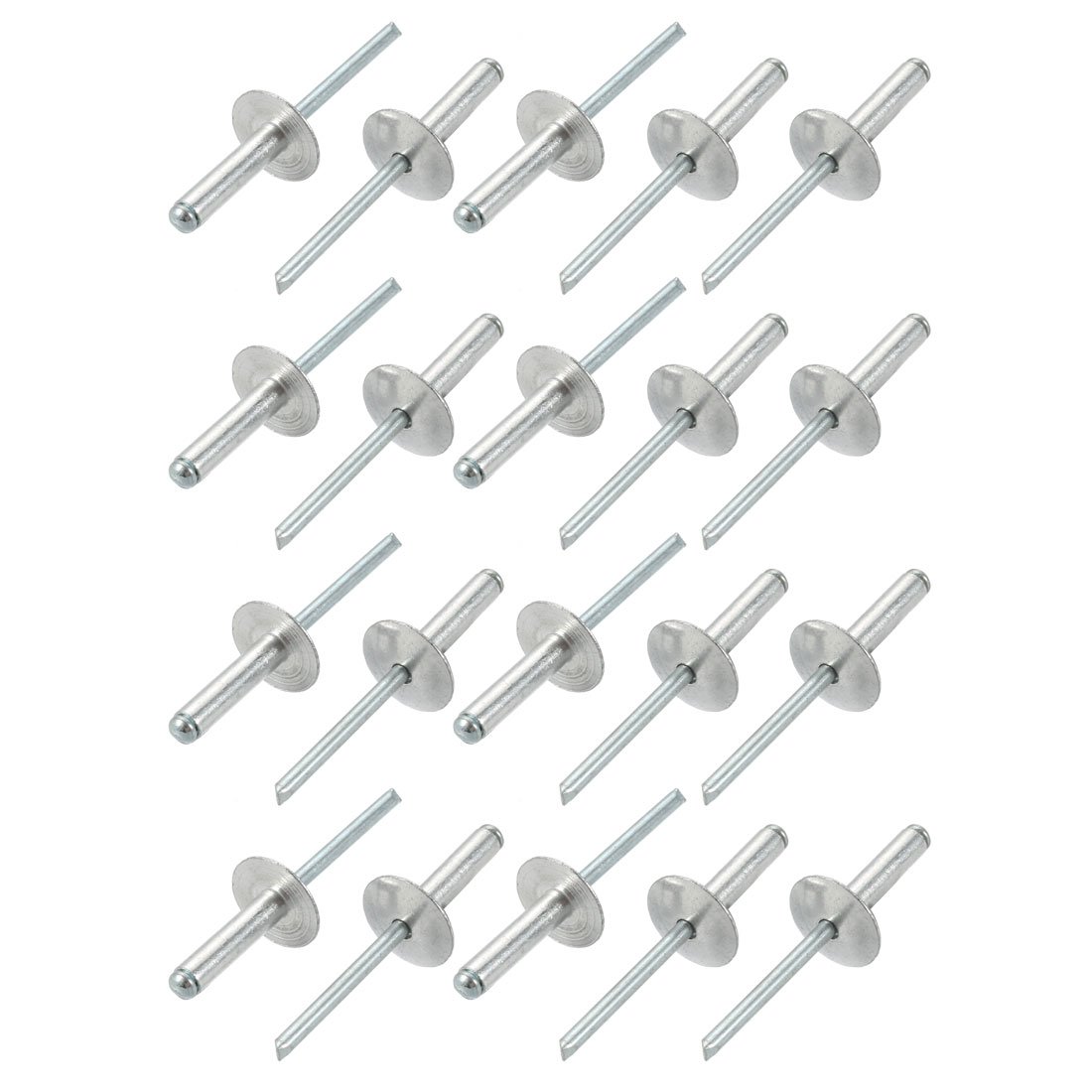 Sourcingmap 20 Pcs 5mm x 20mm Aluminum Open End Large Flange Blind Rivets