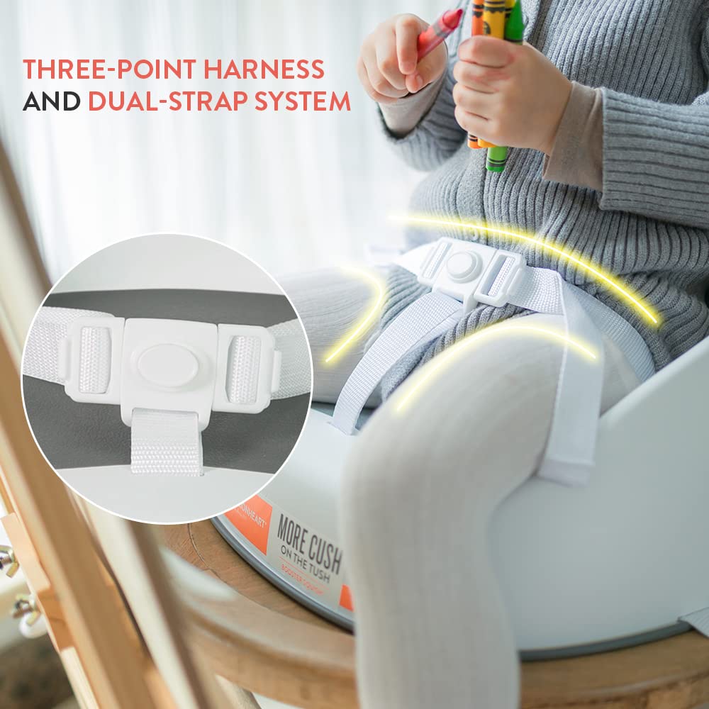 Prince Lionheart Baby Booster Squish Seat for Dining Table, Soft Seat with 3-Point Harness and Dual-Strap System for Toddler