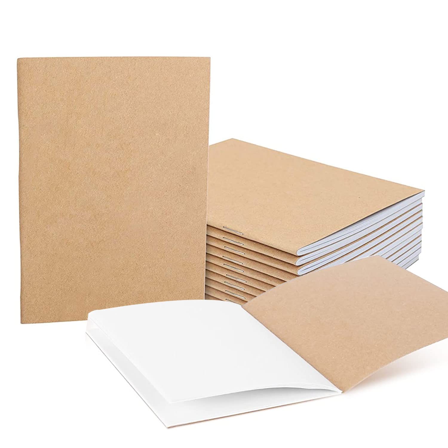 TSKDKIT 12 Pcs A6 Notebooks Small Pocket Sketch Notebooks Brown Sketch Books Brown Starter Sketchbook for Travelers Journal(14.8 x 10.5cm)