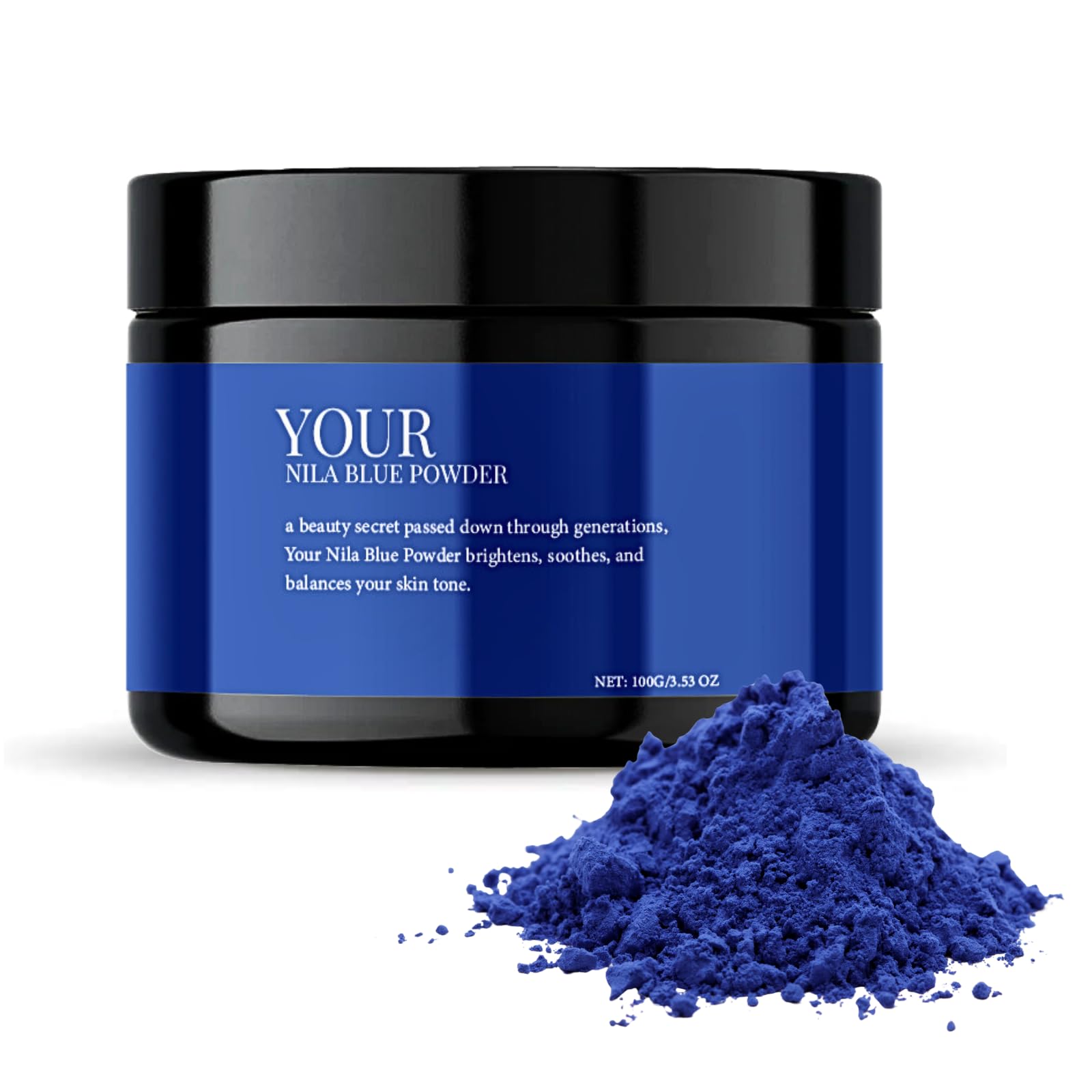 Copper Peptide Blue Nila Powder Moroccan, Natural Nila Blue Powder Face & Hair Care for Hydrating & Soothing, GHK-CU Indigo Powders Face Masks Skincare, Brightening Dark Elbows, Knees, Underarms, 100g