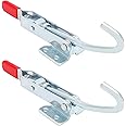 Qjaiune 2 Pack J Hook Toggle Clamp, Heavy Duty Toggle Latch Clamp, 375lbs / 175kg Capacity Number, Action Pull Draw Latch Adjustable Quick Latch for Doors Machinery (451)