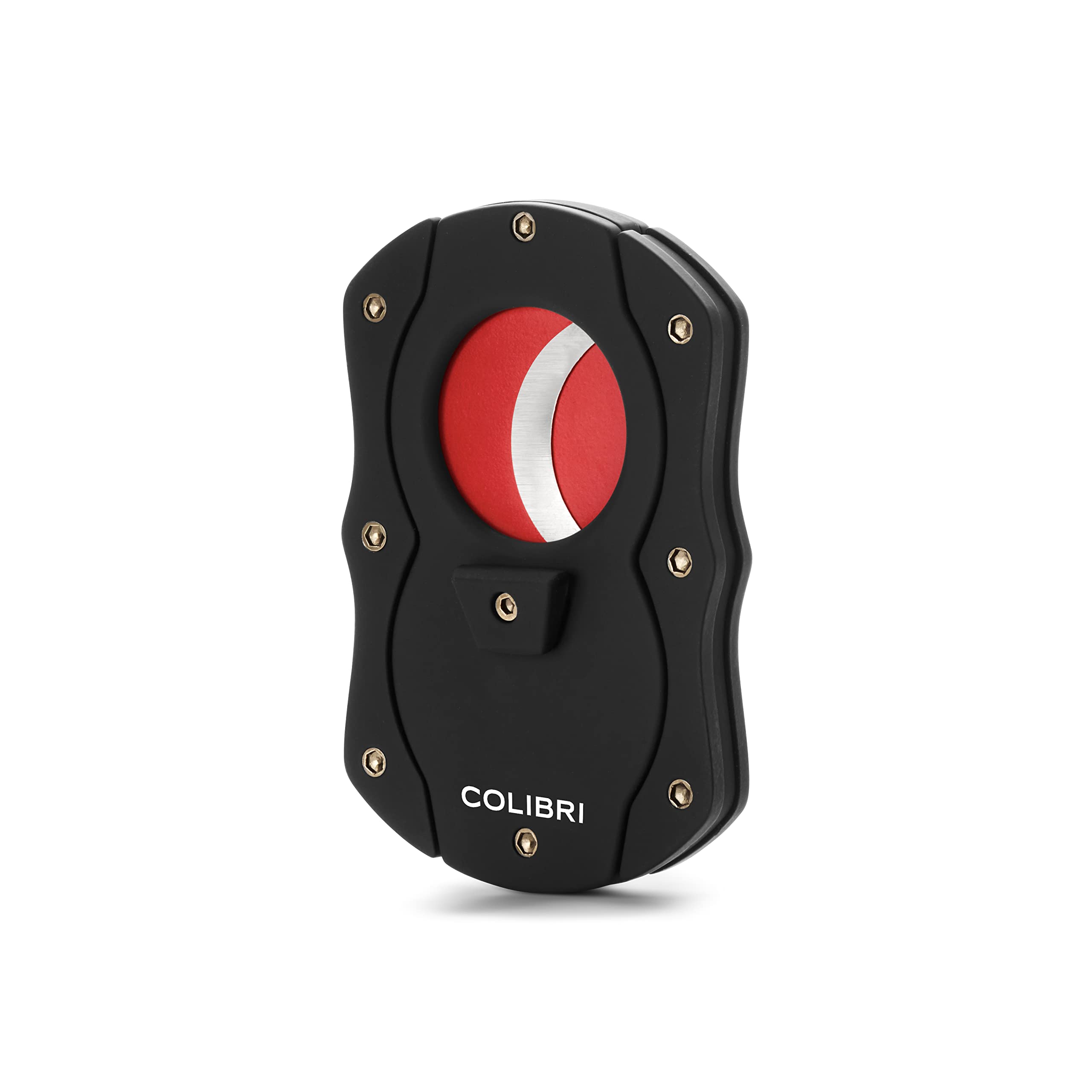 Colibri Cut | Double Guillotine Cigar Cutter| Black with Red Blades|Spring Loaded Release|Up-to 62 Ring Gauge Cigars| Ergonomic Design | Includes Gift-Box
