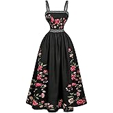 Floerns Women's Summer Floral Long Dress Smocked Ruffle Flowy Wedding Guest Dresses