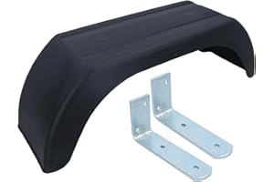 8" Plastic Mudguards Fender (Single) Flush Fit & Mud Guard Angle (Small) Brackets (2 Pk)