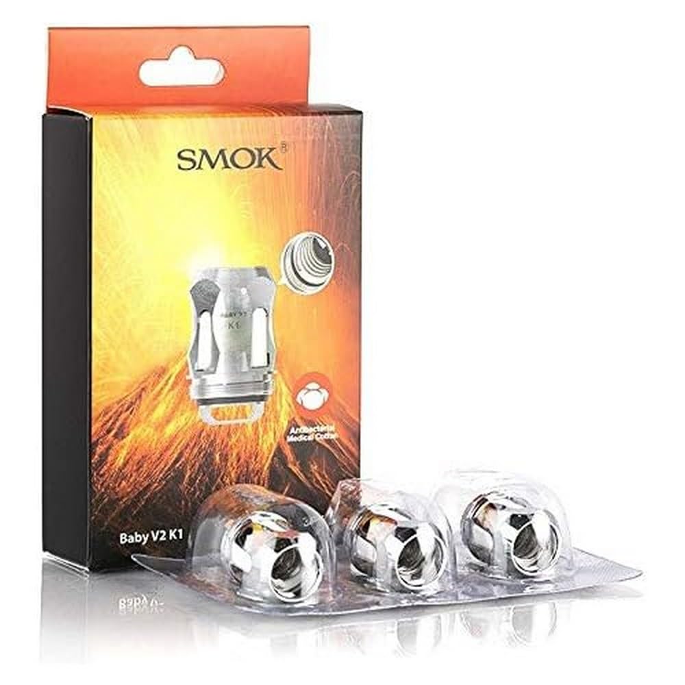 SMOK TFV8 Baby V2 (Tfv-Mini) Coils, 3 Pack, Black, K1 Quad Coil 0.2 Ohm, 80-130W (Best: 90-120W), Improved Airflow and Stability