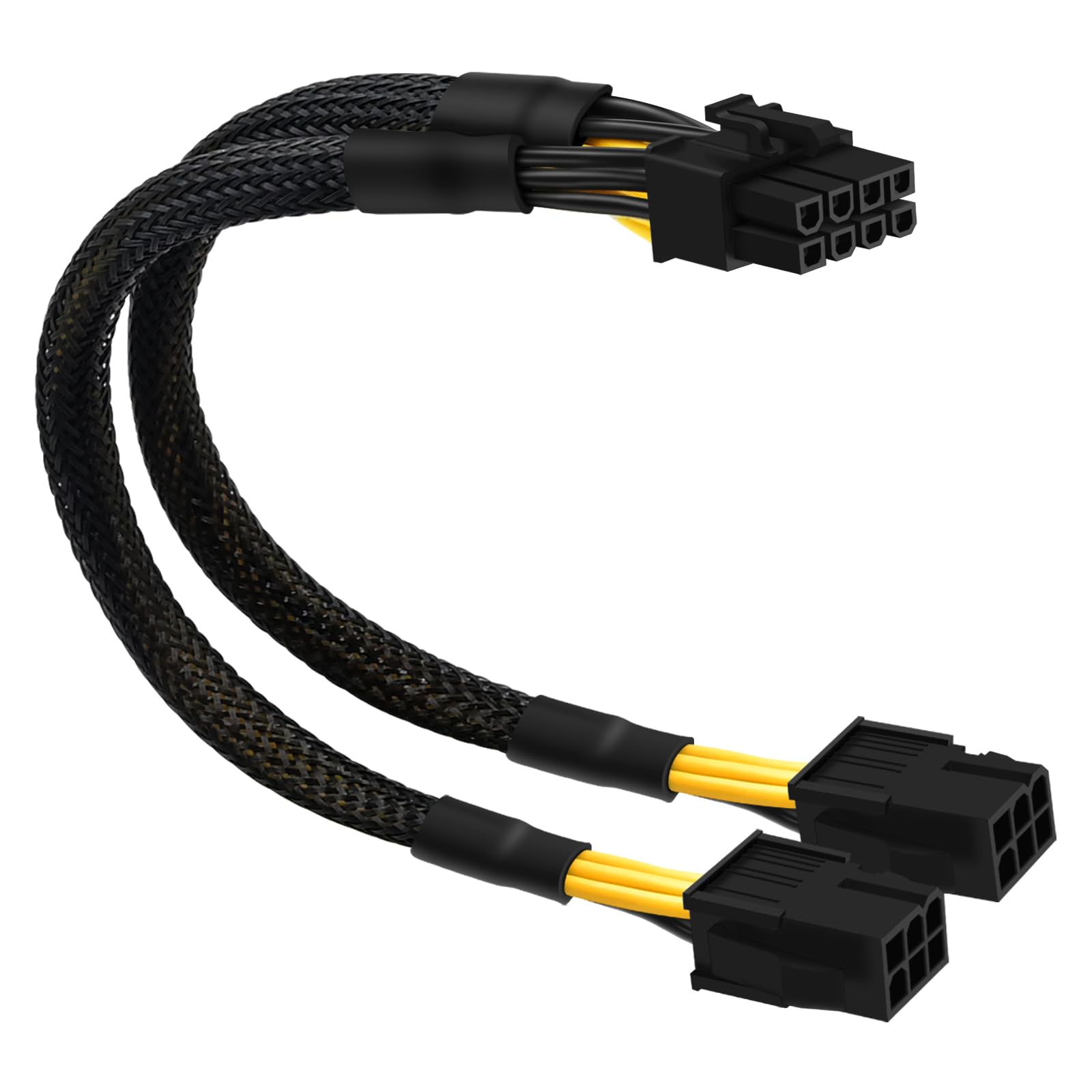 COMeap 6 Pin to 8 Pin GPU Adapter, Dual 6 Pin Female to 8 Pin Male GPU Power Sleeved Cable 9.5-inch(24cm)