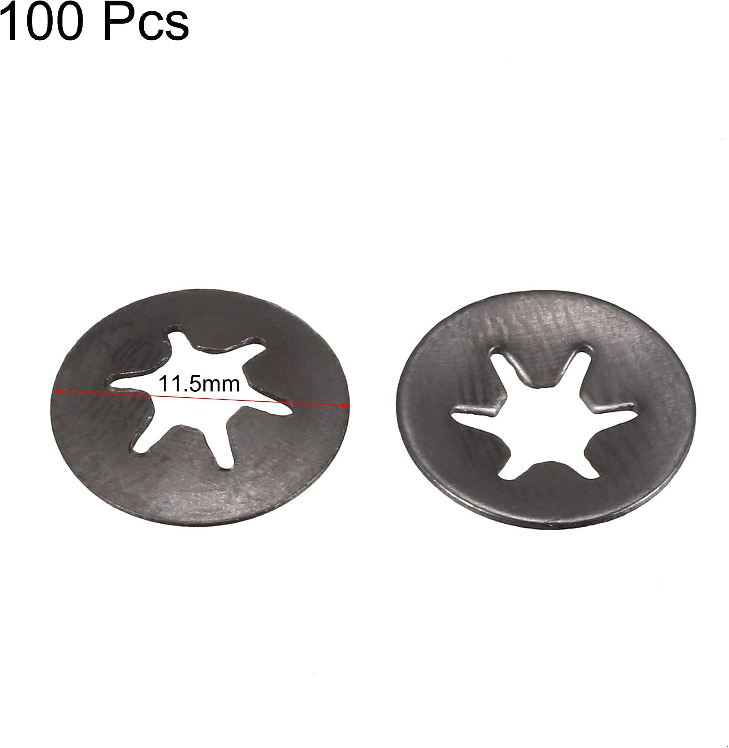 sourcingmap Internal Tooth Washers M4 x 11.5mm 65Mn Black Oxide Finish Push On Washer ing Clips Fastener 100pcs - Image 3