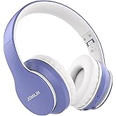 JOMILIN B9 Wireless Headphones Over-Ear, 60 Hours Playtime Lightweight Folding Hi-fi Stereo Bass Bluetooth Headset with Mic, Volume Control Headphones for iPad/Travel/Tablet/PC (Purple)