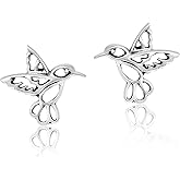 AeraVida Adorable Little Hummingbird in Flight .925 Sterling Silver Earrings | Nature-Inspired Sterling Silver Earrings for Women | Bird-Themed Jewelry Gift