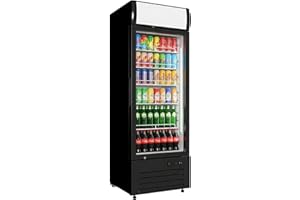 Bluelinecool 16.5 cu.ft Commercial Refrigerators with 1 Glass Door, Beverage Fridge with LED Light Display Upright Merchandiser, Drink Cooler with 5 Adjustable Shelves Black ETL Approved