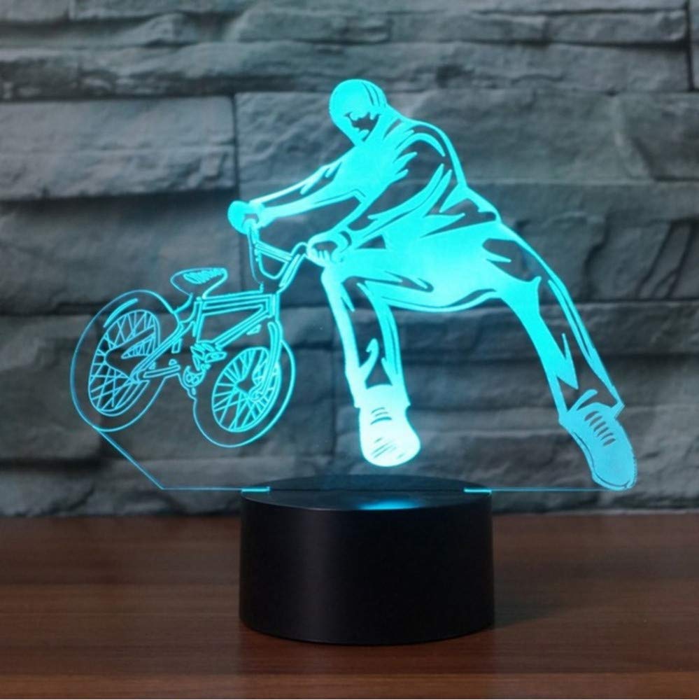Lkfqjd Nachttischlampe 3D Schreibtischlampe 7 Farben Ändern Fahrrad