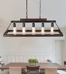Rustic Rectangular Wood Chandelier for Dining Room