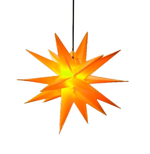 Steinfigurenwelt Giessen %% WEIHNACHTSSTERN 3D GELB 18 Zacken 55 cm Faltstern Außenstern Adventsstern 4m Kabel von Dekowelt%%