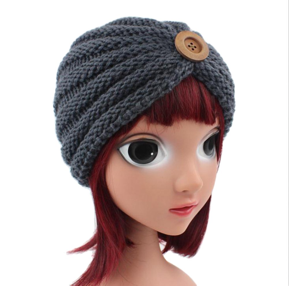 Knittid帽子キッズ暖かい冬のカジュアル女の子帽子wirhボタン Drawihi B075n2xy3g グレー 帽子キャップハット 年間ランキング6年連続受賞 Claaseco Co Za