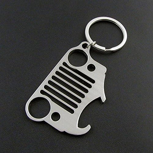 Jeep Grill Key Chain for Jeep Wrangler CJ,304 Stainless Steel (With Bottle Opener)