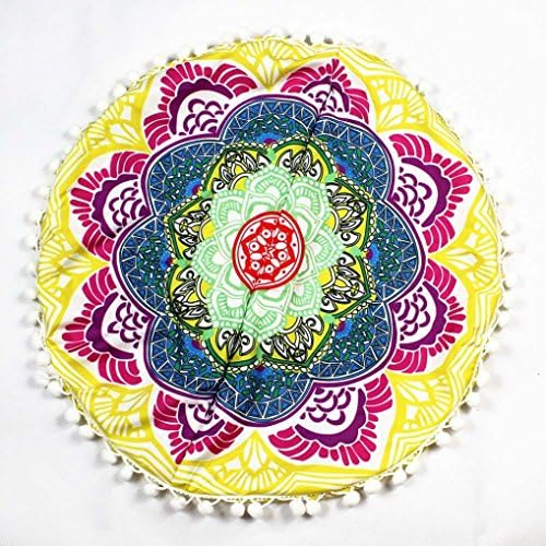 Napoo 2018 New Indian Mandala Print Pillows Round Bohemian Home Pillows Case Cushions (D)