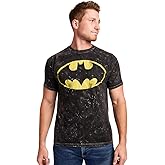 Batman Logo Men's Black Mineral Wash Crew Neck Short Sleeve T-Shirt