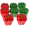 Gresorth 8 Pcs Artificial Lifelike Big Bell Red Green Pepper Fake Vegetable Home Kitchen Table Food Decoration