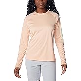 Columbia Women's Tidal Tee II Long Sleeve, Peach Fizz/Ocean Mint Logo, XX-Large