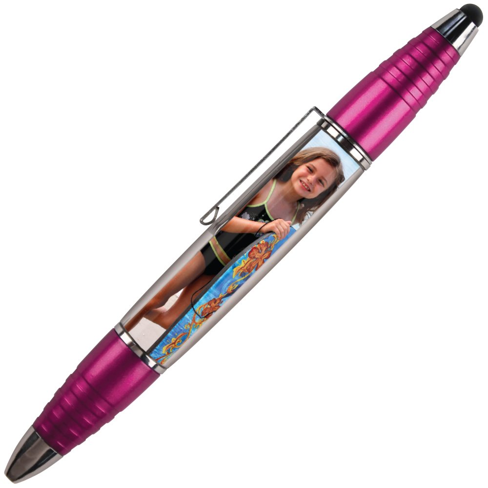 PixStylus 2 in 1 Personalized Pen and Stylus Combo - DIY – Just Insert a Photo or Create Your Own Custom Insert Online - Pink