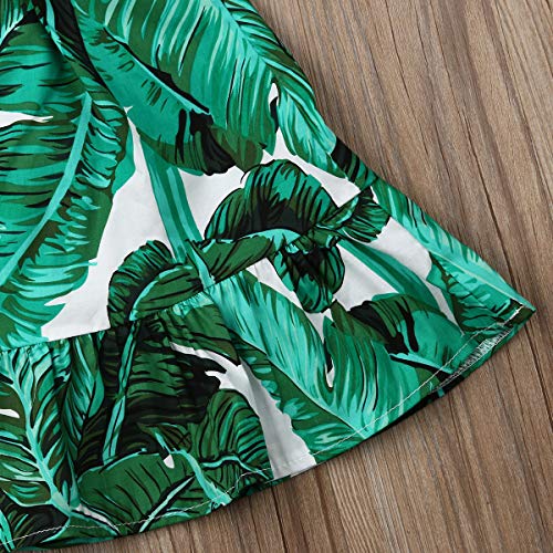 Toddler Baby Girls Ruffle Strap Top+Boho Floral Skirt Summer Outfit Clothes Two Piece Set (Full Leaf Skirt Set, 1-2T) - Thumbnail 5
