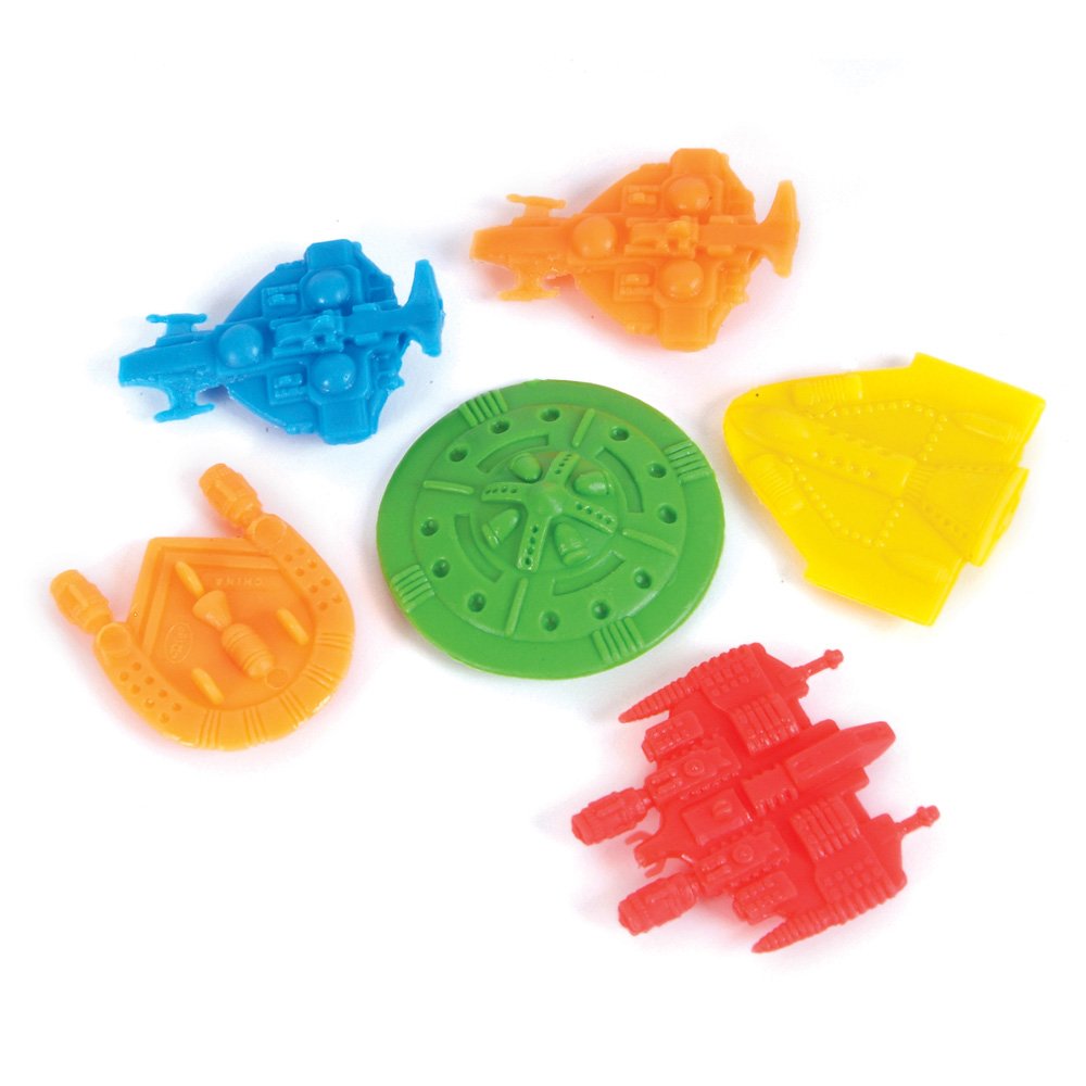 RINCO Pack 144 Space Ships: Assortment of 1.5 inch Plastic UFOs in Assorted Colors