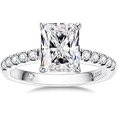 AnuClub Radiant/Oval Moissanite Engagement Ring Set, D Color VVS1, 925 Sterling Silver Promise Anniversary Ring for Women, Elegant Gift Packed