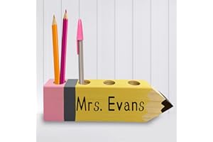 AMINORD Teacher Gifts - Teacher Name Pencil Holder - Teacher Christmas Gift for Women Men Desk Sign Classroom School Office Decor