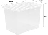Wham Crystal 3 x 80L Stackable Plastic Storage Boxes with Lids UK Made view 2