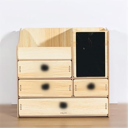 Cosmetics Multilayer Wooden Drawer Storage Box A Mirror A Small