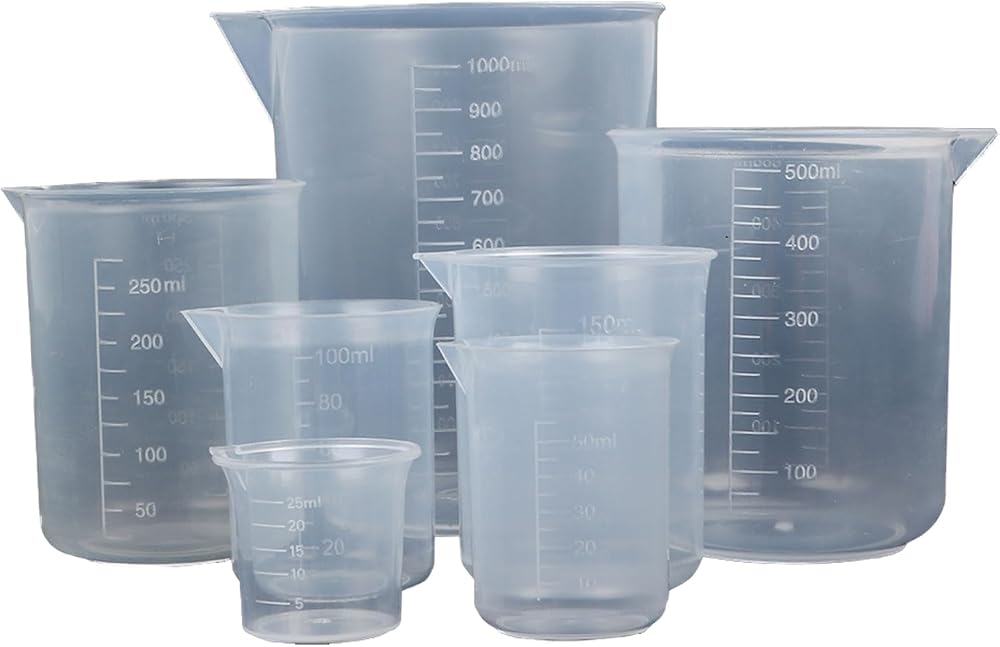 ASelected 7 Pack Plastic Measuring Jugs Set 25-500 ml Heat Resistant