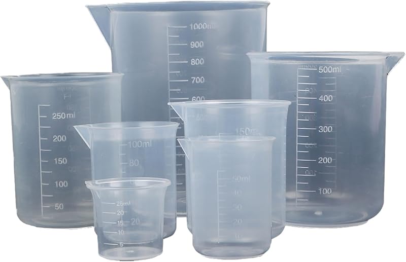 ASelected 7 Pack Plastic Measuring Jugs Set 25-500 ml Heat Resistant