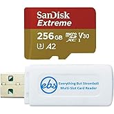 SanDisk MicroSD Extreme UHS-I Class 10 256GB Memory Card SDSQXAV-256G-GN6MN | Works with DJI Osmo Action 6, Pocket 3, Pocket 