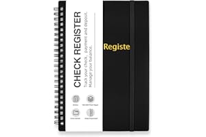 Homlive Check Registers for Personal Checkbook, Double Spiral Check Register Book, Budget Planner with Check Register for Personal and Work, 5.8'' x 8.3'' - Black