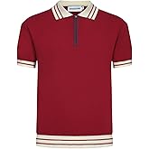 OXKNIT Men's Polo Shirts Quarter Zip Knit Shirts Summer Golf Polo T Shirts with White Neck