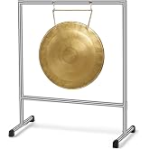 Zonon Metal Gong Stand Holds, Compatible Gong Size up to 40in | Stainless Steel Compact Frame with Adjustable Hooks, Lightweight Holder, Use for Studio or Home