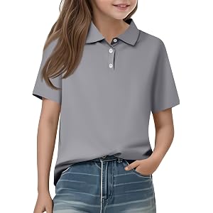 Boys Girls Polo Uniform Shirts Short Sleeve Collared Back to School Outfits | Fall Winter Casual Slim Fit Athletic Tops, Tees