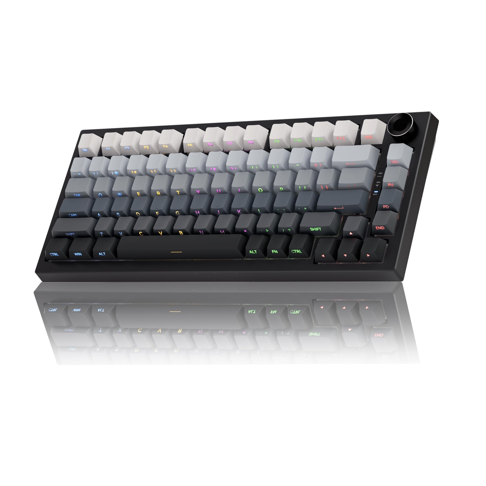 Gurjot Wireless Mechanical Keyboard with Knob,Tri-Mode BT5.0/2.4GHz/USB-C Hot Swappable Mechanical Keyboard,Pre-lubed Linear Switches,8000mAH Battery RGB Backlit Computer Gaming Keyboards