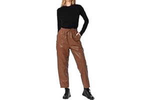 Jild Real Lambskin Leather Pants for Women Comfortable Drawstring Versatile Design Elastic Waistband with Relaxed Fit