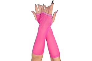 Ella Lust Rave Mesh Gloves for Women - 80s Neon Tulle Fingerless Arm Warmers Festival Fashion Sleeves Costume Accessories