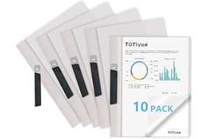 TOTiyea 10 Pack Clear Report Covers with Swing Clip, File Folder with Swing Clip, 30 Sheets Capacity, Slide Locking Report Covers, Letter Size, Clear